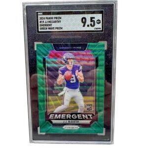 2024 Panini‎ Prizm JJ McCarthy Emergent Green Wave Prizm RC #19 SGC 9.5 Vikings